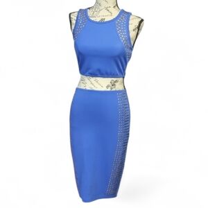 BeBe Blue Studded Keyhole Sleeveless Bodycon Dress – Size Small